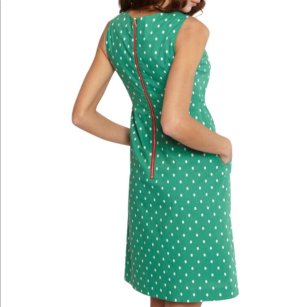 Joules Green Polka Dot Midi Dress with Contrast Zip